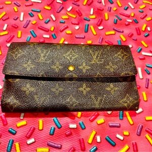Louis Vuitton Brown Monogram Continental Wallet with Gold Hardware